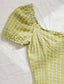 Puff Sleeve Tie Front Plaid Dress