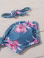 Floral Knot Front Bandeau High Waisted Bikini Swimsuit