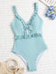 Crisscross Frill Trim One Piece Swimsuit