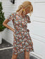 Ruffle Trim Wrap Knot Floral Dress