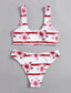Floral & Stripe Print Bikini Swimsuit