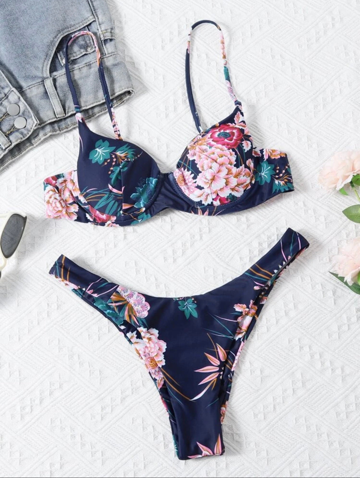 Floral Underwire High Cut Bikini Swimsuit