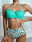 Floral & Fruit Print Frill Push Up Bikini Swimsuit