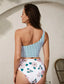 Floral & Striped Knot Hem Bikini Swimsuit