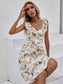 Floral Print Ruffle Trim Crisscross Dress