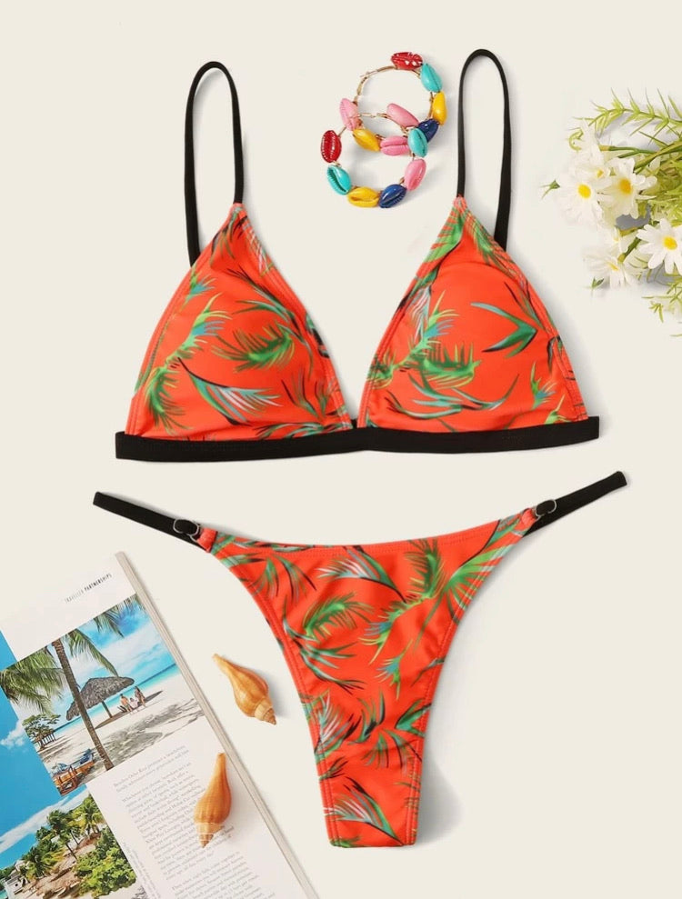 Plant Triangle Thong Bikini Swimsuit