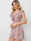 Ditsy Floral Print Tie Front Wrap Hem Dress