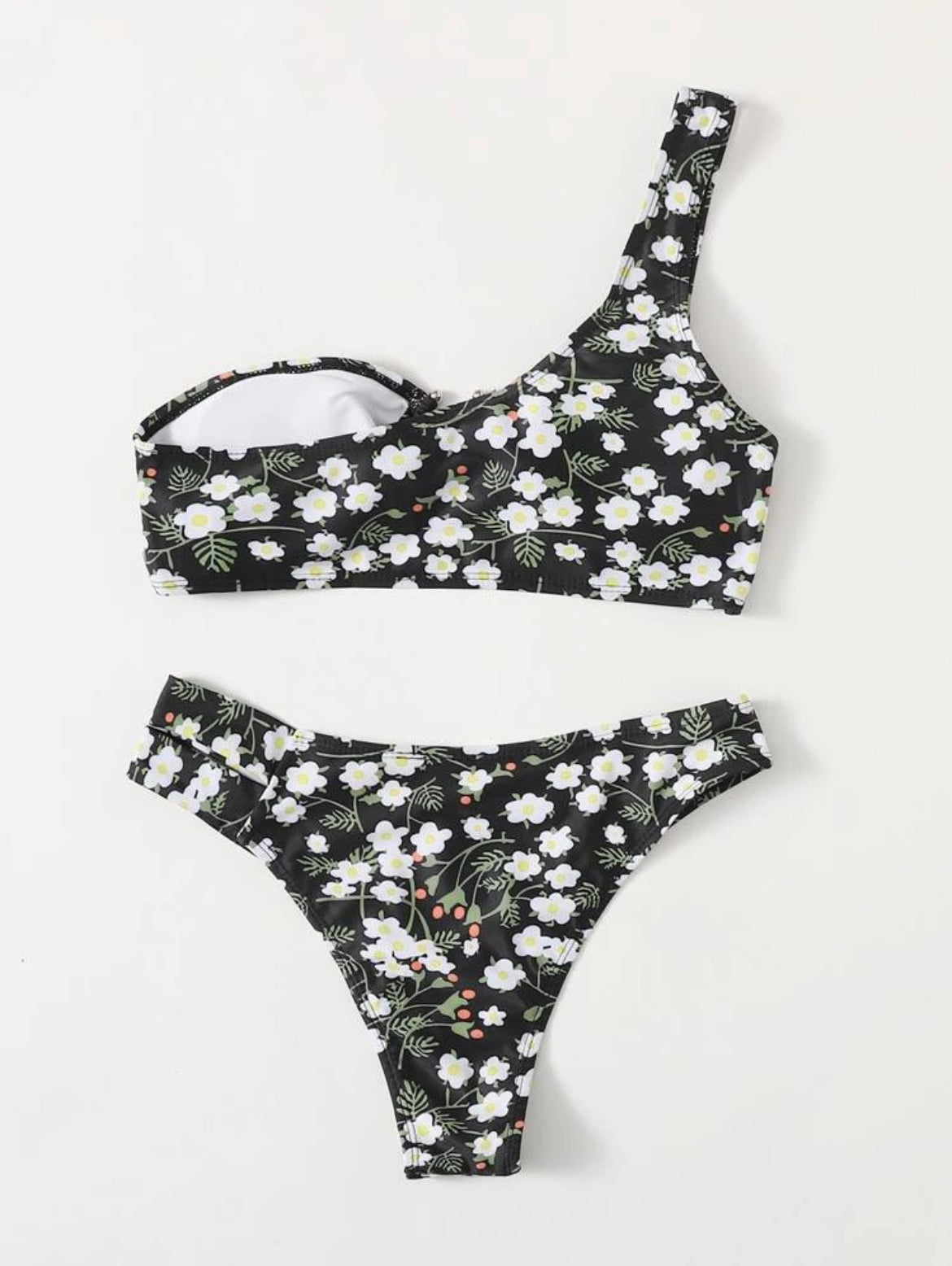 One Shoulder Floral Bikini Swimsuit