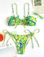 Allover Print Tie Front Thong Bikini Swimsuit