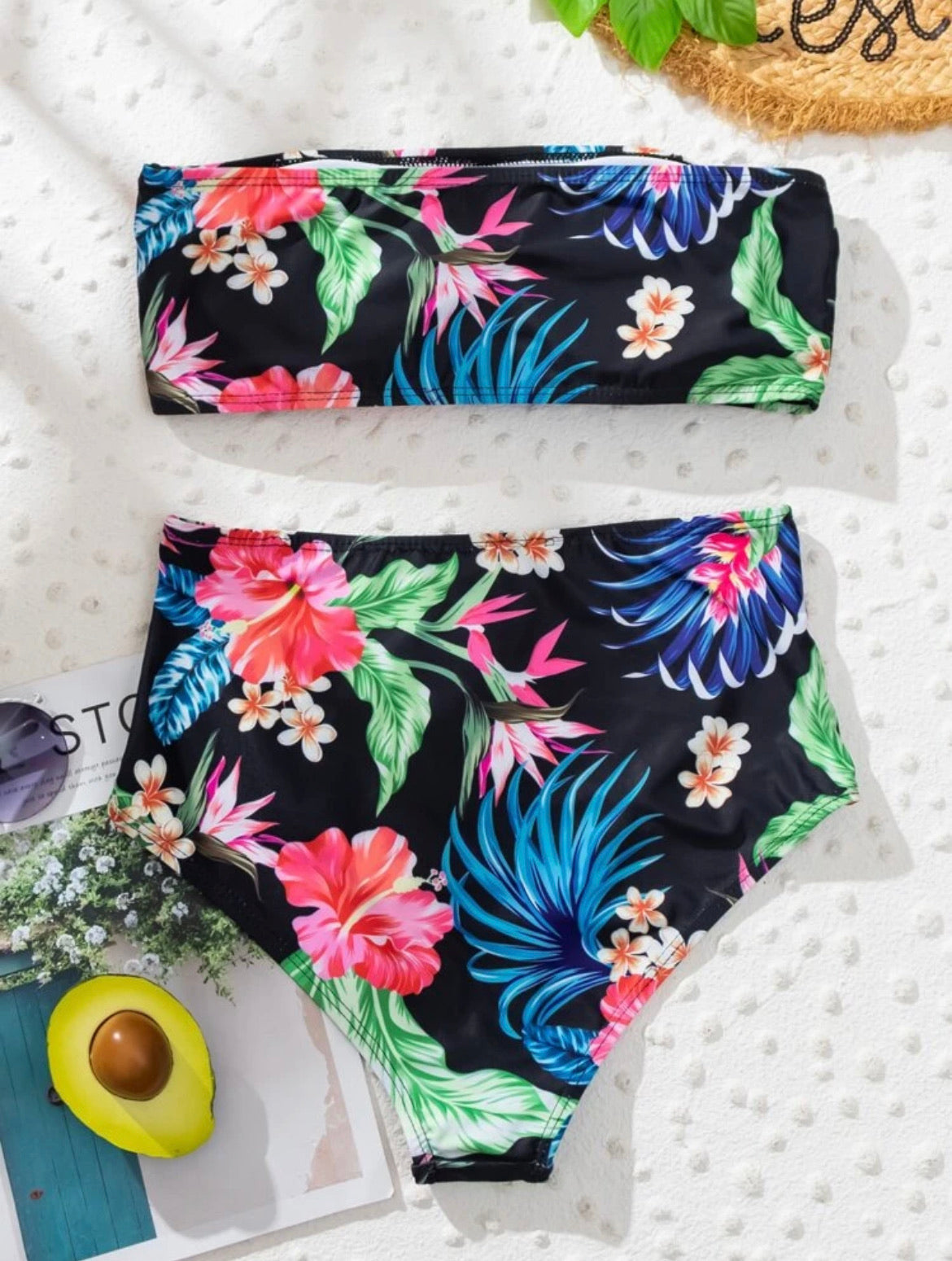 Tropical Bandeau Bikini Swimsuit