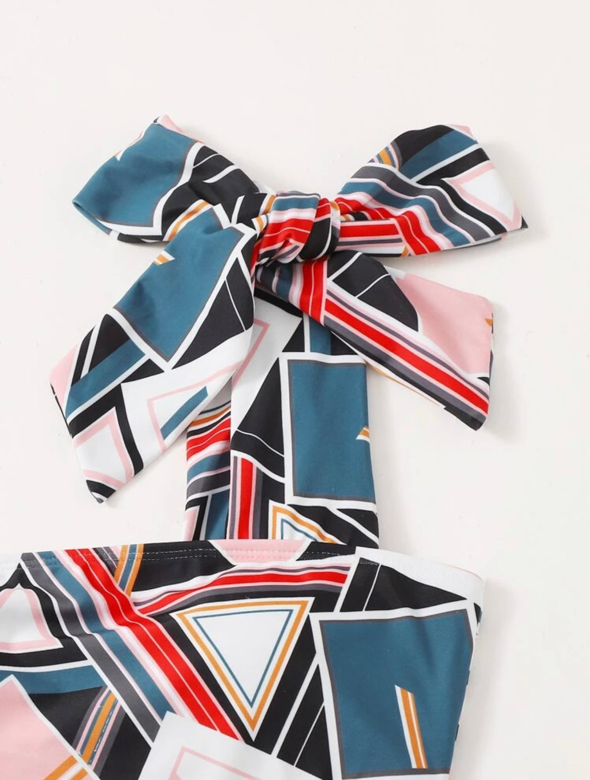 Geometric Pattern One Shoulder Bikini Swimsuit