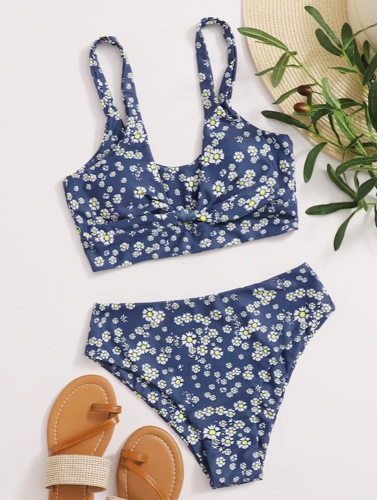 Ditsy Floral High Waisted Bikini Swimsuit