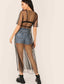 Tie Waist Sheer Mesh Kimono on Shein