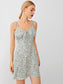 Tied Shoulder Ruched Bust Ditsy Floral Cami Dress