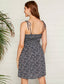 Knot Straps Shirred Back Ditsy Floral Dress