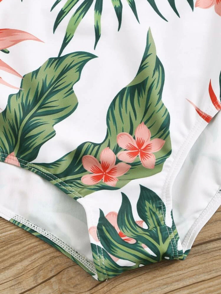 Random Tropical Crisscross High Waisted Bikini Swimsuit