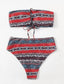Geo Print Bandeau High Waisted Bikini Swimsuit
