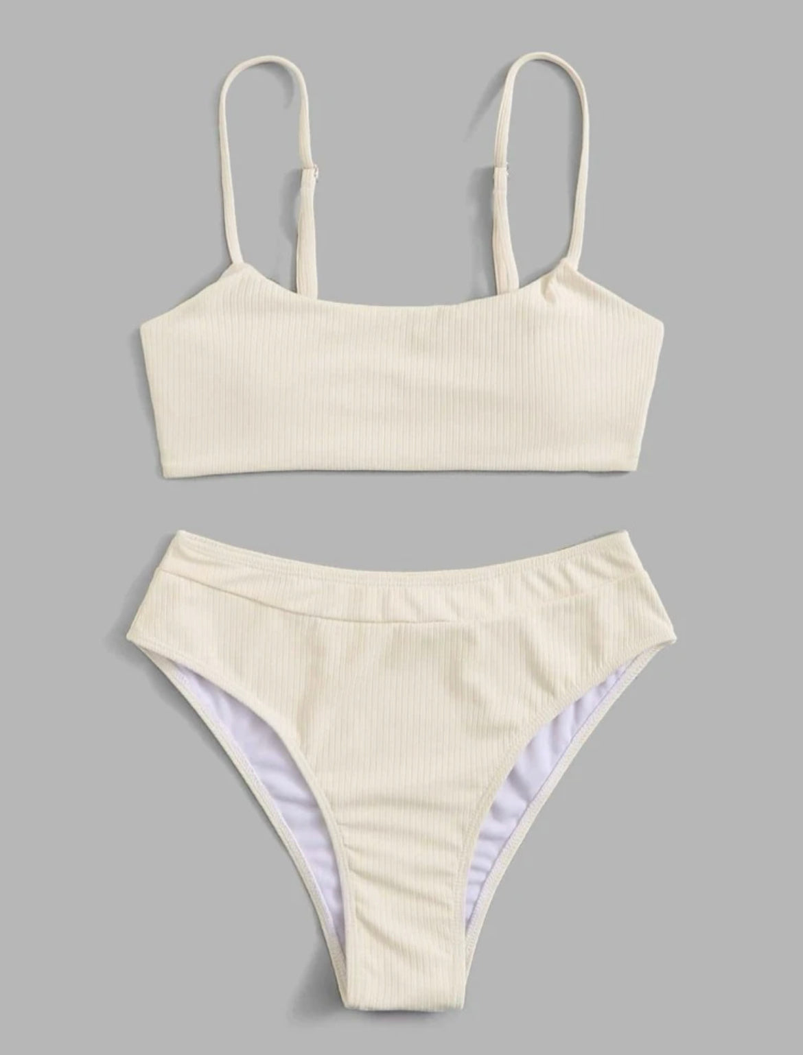 Plain High Waisted Bikini Swimsuit