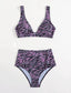 Zebra Stripe High Waisted Bikini Swimsuit