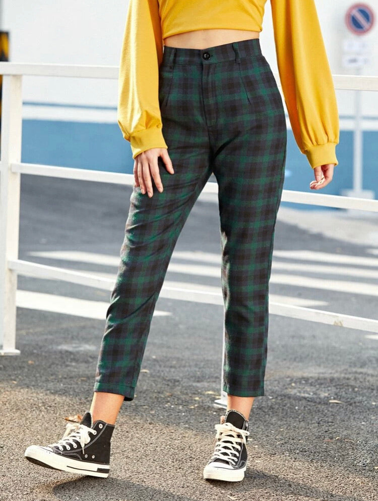 Tartan Plaid High Waist Pants