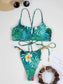Floral & Plant Print V Wired Thong Bikini Swimsuit