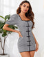 Puff Sleeve Frag Button Front Gingham Dress