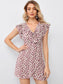 Ditsy Floral Print Tie Front Wrap Hem Dress