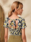 Daisy Floral Peekaboo Tie Front Milkmaid Blouse