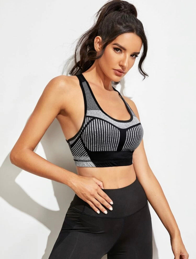 Striped Racer Back Sports Bra