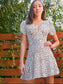 Ruched Sleeve High Waist Allover Print Dress