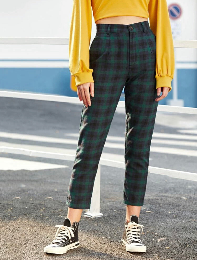 Tartan Plaid High Waist Pants