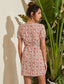Surplice Neck Knot Puff Sleeve Floral Dress