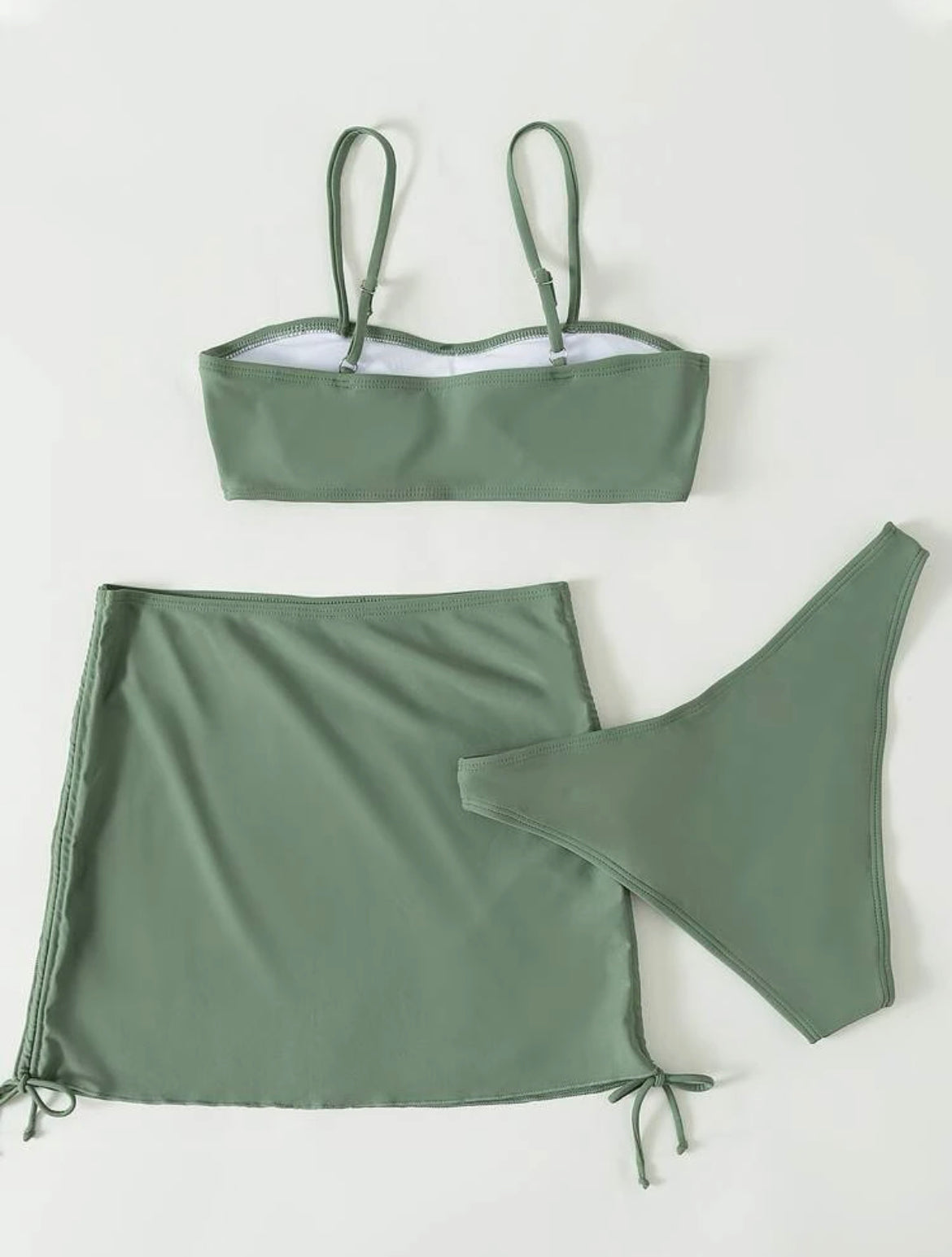 3pack Tie Side Ruched Bikini Swimsuit & Cover Up