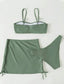 3pack Tie Side Ruched Bikini Swimsuit & Cover Up