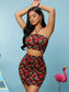 SXY Halterneck Tie Back Floral Crop Top & Bodycon Skirt Set