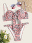 Floral Knot Front Underwire Tanga Bikini Swimsuit