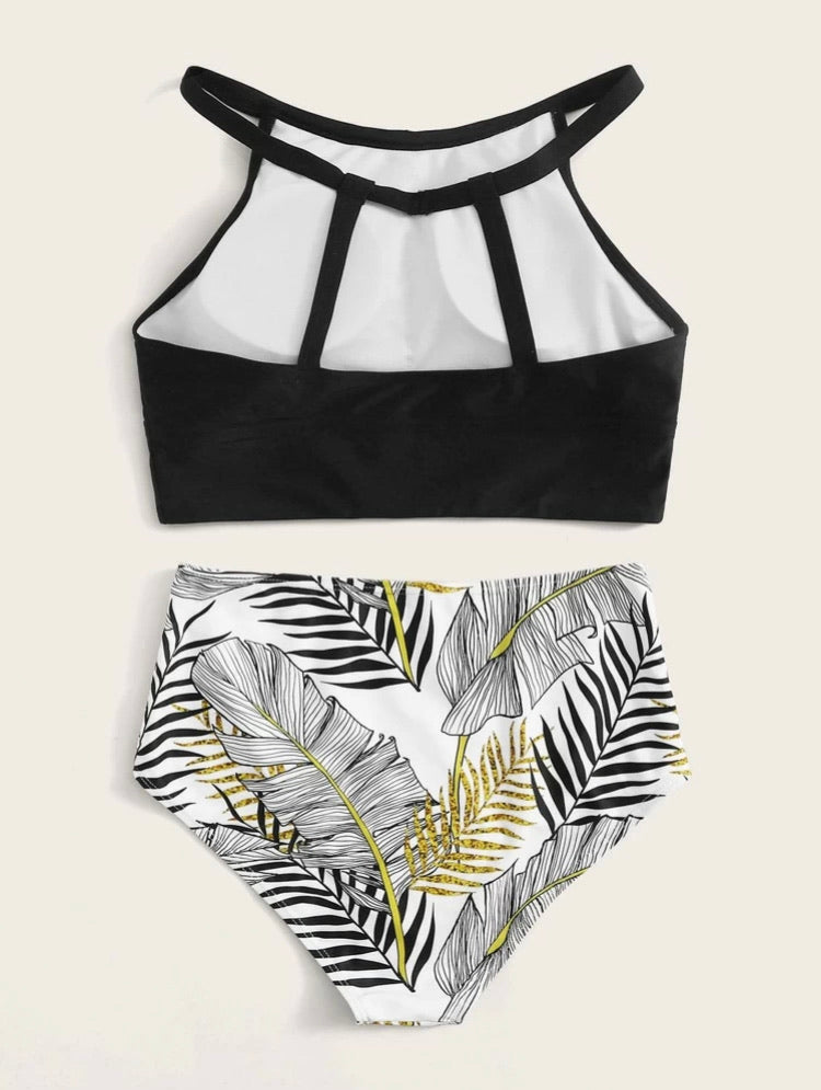 Tropical High Waist Bikini Swimsuit