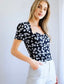 Daisy Floral Print Sweetheart Neck Top