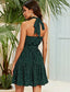 Self Tie Halterneck Polka Dot Belted Dress