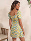 Floral Print Cut Out Detail Dress