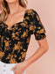 Tie Front Floral Print Milkmaid Top