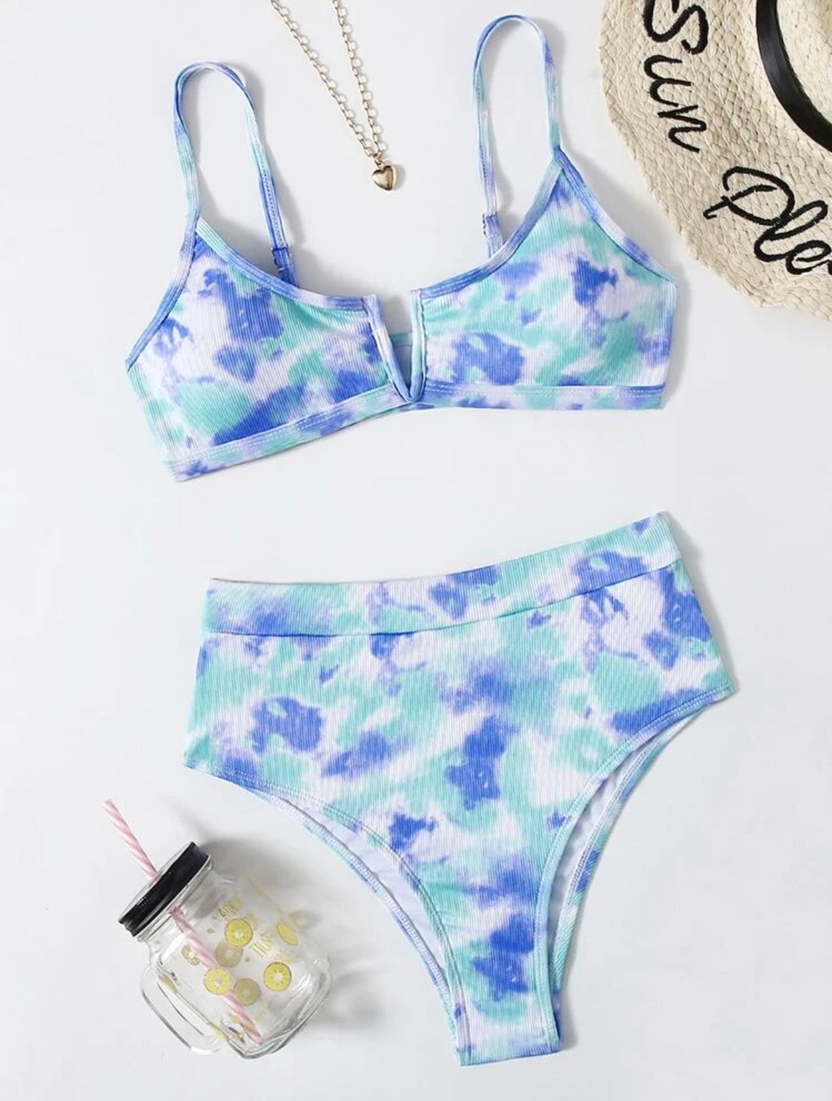Tie Dye High Waist Bikini Swimsuit
