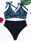Dragon Print Tie Shoulder Bikini Swimsuit