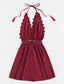 Guipure Lace Trim Fringe Halter Dress