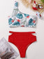 Tropical One Shoulder High Waisted Bikini Swimsuit