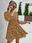 Floral Print Surplice Neck Puff Sleeve Dress