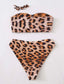Leopard Bandeau High Waisted Bikini Swimsuit