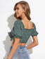 Ditsy Floral Puff Sleeve Tie Front Crop Top
