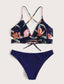 Halter Random Floral Bikini Swimsuit