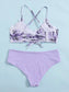 Tropical Scallop Trim Bikini Swimsuit